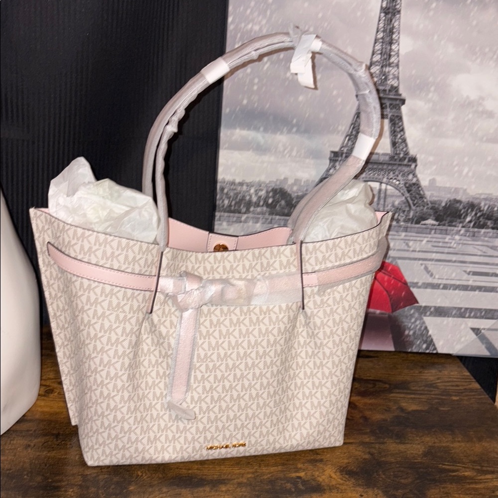 Michael Kors Pink and Beige Tote Bag